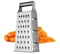 KADAX Box Grater, Stainless Steel Hand Held Grater with Handle for Coarse and Fine Grating, Four-Sided Kitchen Shredder for Cheese, Vegetable