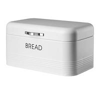 KADAX Bread Bin, Spacious Brushed Steel Bread Box, 30 x 18 x 16 cm, Longer Freshness, White