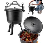 KADAX Cast Iron Dutch Oven, 10L, Black, Round, with Feet and Lid