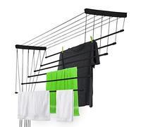 KADAX Ceiling Clothes Airer, Ceiling-Mounted Drying Rack with Steel Rods for Bathroom, Laundry Dryer for Indoor and Outdoor Use (Black, 6 x 120 cm)