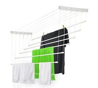 KADAX Ceiling Clothes Airer, Ceiling-Mounted Drying Rack with Steel Rods for Bathroom, Laundry Dryer for Indoor and Outdoor Use (White, 6 x 120 cm)