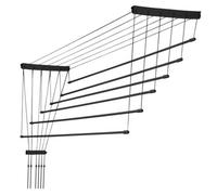 Kadax Ceiling Clothes Airer, Ceiling-Mounted Drying Rack With Steel Rods For Bathroom, Load Capacity 12 Kg (6 X 160, Black)