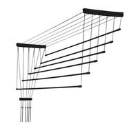 Kadax Ceiling Clothes Airer, Ceiling-Mounted Drying Rack With Steel Rods For Bathroom, Load Capacity 12 Kg (6 X 180, Black)