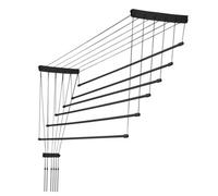 Kadax Ceiling Clothes Airer, Ceiling-Mounted Drying Rack With Steel Rods For Bathroom, Load Capacity 12 Kg (6 X 100, Black)