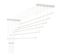 Kadax Ceiling Clothes Airer, Ceiling-Mounted Drying Rack With Steel Rods For Bathroom, Load Capacity 12 Kg (6 X 130, White)