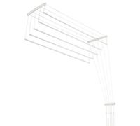 Kadax Ceiling Clothes Airer, Ceiling-Mounted Drying Rack With Steel Rods For Bathroom, Load Capacity Up To 10 Kg (White, 130 Cm)
