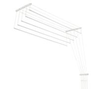 Kadax Ceiling Clothes Airer, Ceiling-Mounted Drying Rack With Steel Rods For Bathroom, Load Capacity Up To 10 Kg (White, 150 Cm)