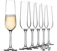 KADAX Champagne Flutes, Set of 6, 200 ml, Champagne Flutes for Home, Party, Modern Champagne Flutes, Transparent Champagne Glasses with High Stem