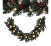 KADAX Christmas Garland 110 cm, Artificial Garland for Dinning Table and Fireplace, Decorative Tinsel for Indoor and Outdoor Use, Snow Frosted Garland