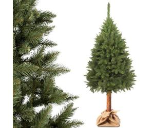 Kadax Christmas Tree 6Ft, Artificial Xmas Tree On Natural Pine Trunk, Green Holiday Tree With Plastic Stand 180 Cm