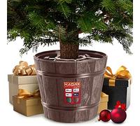 KADAX Christmas Tree Stand, Plastic Holder for Holiday Tree, Sturdy Base with Water Reservoir for Real Xmas Tree, Decorative Tree Stand (29.5 cm, Brown)