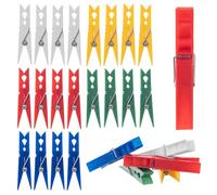 KADAX Clothes Pegs, 20 x Heavy Duty Plastic Clips, Colourful Sock Clips, Windproof Clips for Indoor and Outdoor Use (Colourful/Rectangular)