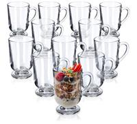 Kadax Coffee Glasses 300 Ml, Transparent Glassware For Water And Juice, Drinking Glasses With Handle For Latte (Set Of 12)