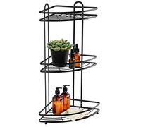 KADAX Corner Shelves, Steel Shower Organiser, Bathroom Wall Storage for Toiletries, Durable Shower Caddy, Bathroom Wire Rack (Black, 3 Levels)