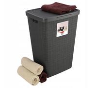 Kadax Curver Jute Laundry Basket 58L - Dirty Laundry Basket With Lid For Bathroom Or Laundry Room, 43 X 34 X 58.2 Cm - Grey