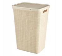 Kadax Curver Jute Laundry Basket 58L - Dirty Laundry Basket With Lid For Bathroom Or Laundry Room, 43 X 34 X 58.2 Cm - Beige