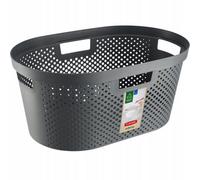 Kadax Curver Laundry Basket, 40L, Recycled Plastic, Anthracite Grey