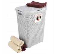 Kadax Curver Laundry Basket 60L 45X34X62 Cm, Laundry Basket, Laundry Hamper Basket, Rattan Style, Square, Light Grey