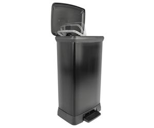 Kadax Curver Metal Effect Pedal Touch Deco Bin, Black, (50 L)