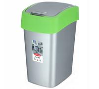 Kadax Curver- Rubbish Bin, Polypropylene, Flip Bin, Silver-Green (25 L)