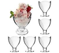 KADAX Dessert Bowls with Base, Ice Glasses, Transparent Ice Cream Cups, Ice Cream Glasses, Dessert Glasses for Ice Cream & Appetizer & Desserts & Fruit (Floral 6 Pieces)