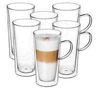 KADAX Double-Walled Glasses, Set, 380 ml, Thermal Glasses Made of Borosilicate Glass, Drinking Glasses for Tea, Coffee, Cappuccino, Water, Juice, iced Tea, Coffee Glasses (Dorite, 6)