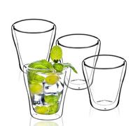 Kadax Double-Walled Glasses, Set Of 4, 250 Ml, Thermal Glasses Made Of Glass, Drinking Glasses For Tea, Coffee, Cappuccino, Water
