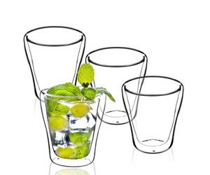 Kadax Double-Walled Glasses, Set Of 4, 250 Ml, Thermal Glasses Made Of Glass, Drinking Glasses For Tea, Coffee, Cappuccino, Water