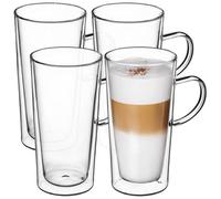 Kadax Double-Walled Glasses, Set Of 4, 380 Ml, Thermal Glasses Made Of Borosilicate Glass, Drinking Glasses For Tea, Coffee