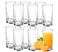 KADAX Drinking Glasses, Highball Glasses for Juice, Durable Glassware for Cold Drinks and Cocktails, Transparent Water Glasses (380 ml, Set of 12)