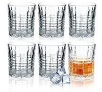 KADAX Drinking Glasses, Set of 6, Whiskey Glasses, 300 ml, Stripes