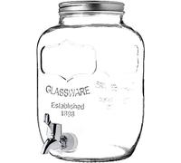 KADAX Drinks Dispenser 4 L, Glass Water Dispenser with Metal Lid and Tap, Large Dispenser for Lemonade, Punch, Juice, Transparent Beverage Dispenser