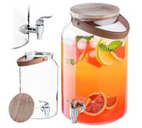KADAX Drinks Dispenser, 5.6 Litres, Lemonade Dispenser with Tap and Lid, Large Glass Water Dispenser, Juice Dispenser, Drink Container, Glass Container