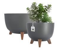 Kadax Elevated Plant Pot, Large Plastic Planter With Legs For Indoor And Outdoor Use (29 + 40 Cm, Anthracite)