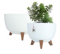 Kadax Elevated Plant Pot, Large Plastic Planter With Legs For Indoor And Outdoor Use (29 + 40 Cm, White)