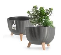 Kadax Elevated Plant Pot, Large Plastic Planter With Legs For Indoor And Outdoor Use (29 Cm Diameter, Graphite)