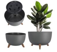 Kadax Elevated Plant Pot, Large Plastic Planter With Legs For Indoor And Outdoor Use (40 Cm, Grey)