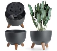 Kadax Elevated Plant Pot, Large Plastic Planter With Legs For Indoor And Outdoor Use (Diameter 24 Cm, Anthracite)