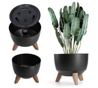 Kadax Elevated Plant Pot, Large Plastic Planter With Legs For Indoor And Outdoor Use (Diameter 24 Cm, Black)