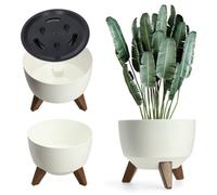 Kadax Elevated Plant Pot, Large Plastic Planter With Legs For Indoor And Outdoor Use (Diameter 24 Cm, White)