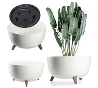KADAX Elevated Plant Pot, Large Plastic Planter with Legs for Indoor and Outdoor Use, Durable Round Planter for Houseplants (⌀ 47 cm, White)
