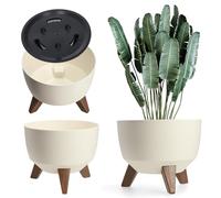 KADAX Elevated Plant Pot, Large Plastic Planter with Legs for Indoor and Outdoor Use, Durable Round Planter for Houseplants (⌀ 24 cm, Cream)