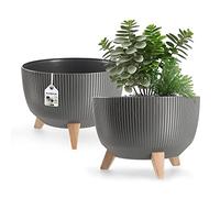 KADAX Elevated Plant Pot, Large Plastic Planter with Legs for Indoor and Outdoor Use, Durable Round Planter for Houseplants (⌀ 33 cm, Graphite)