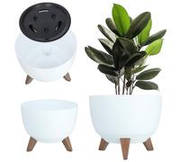 KADAX Elevated Plant Pot, Large Plastic Planter with Legs for Indoor and Outdoor Use, Durable Round Planter for Houseplants (⌀ 29 cm, White)