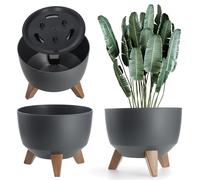 KADAX Elevated Plant Pot, Large Plastic Planter with Legs for Indoor and Outdoor Use, Durable Round Planter for Houseplants (⌀ 24 cm, Anthracite)