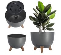 KADAX Elevated Plant Pot, Large Plastic Planter with Legs for Indoor and Outdoor Use, Durable Round Planter for Houseplants (⌀ 29 cm, Anthracite)