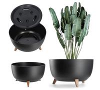 KADAX Elevated Plant Pot, Large Plastic Planter with Legs for Indoor and Outdoor Use, Durable Round Planter for Houseplants (⌀ 47 cm, Black)
