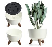 KADAX Elevated Plant Pot, Large Plastic Planter with Legs for Indoor and Outdoor Use, Durable Round Planter for Houseplants (⌀ 33 cm, White)