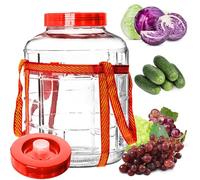 KADAX Fermentation 10 L Glass Balloon with Plastic Lid, Wine Balloon, Universal Storage Jar, Cucumber Glass, Preservation Container
