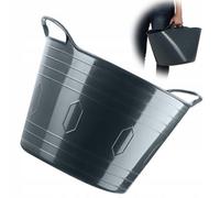 Kadax Flexible Plastic Basket With Handles, Laundry Basket, Multifunctional Toy Basket, Multi-Purpose Basket (Dark Grey, 26L)